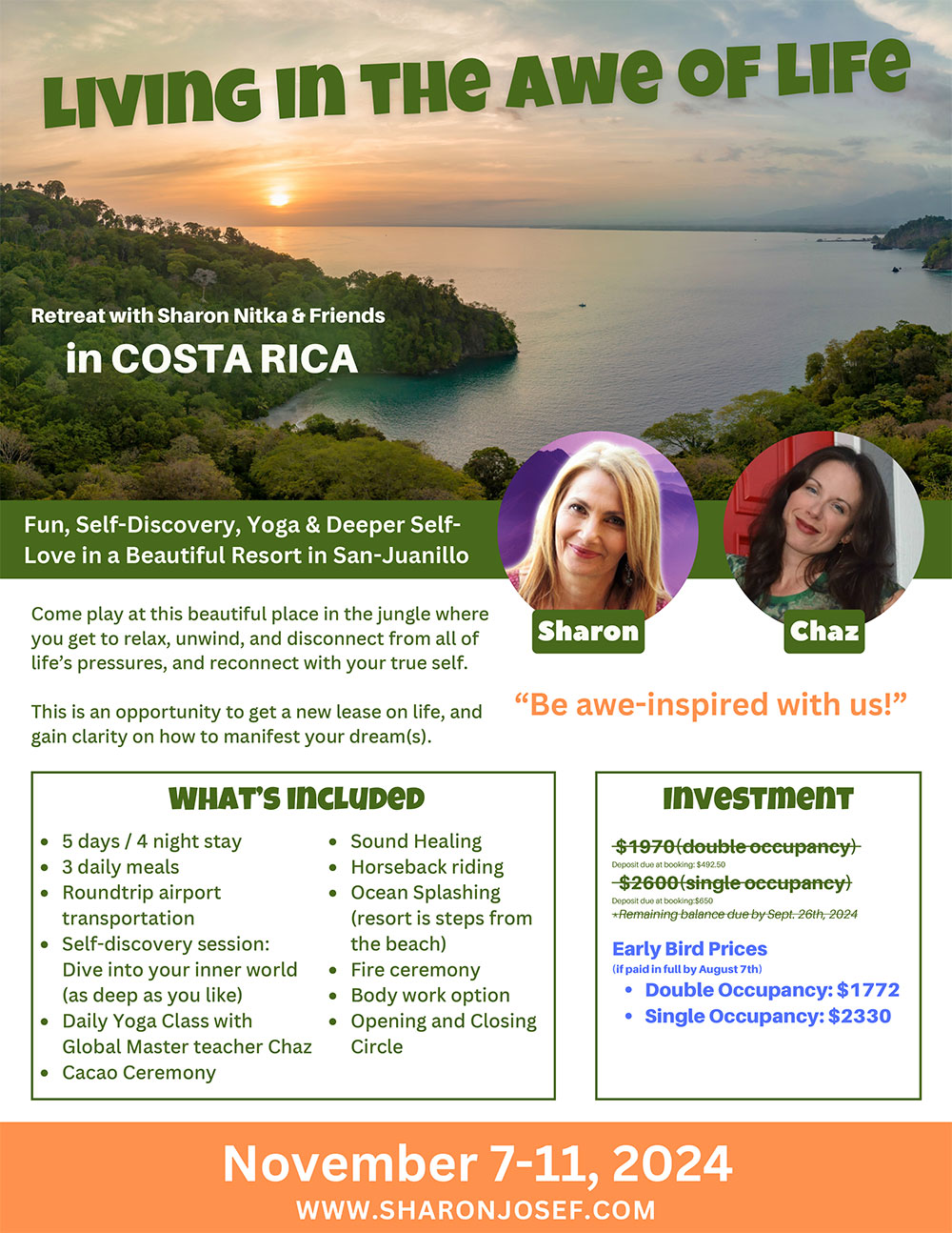 Costa Rica Retreat SINGLE OCCUPANCY - November 2024 - Sharon Josef ...